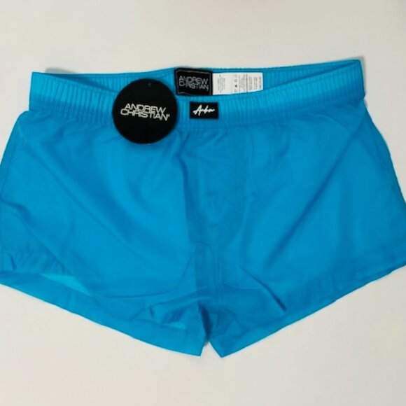 Andrew Christian Size M - Short 100% Nylon Swim Shorts - Turquoise - Picture 1 of 11